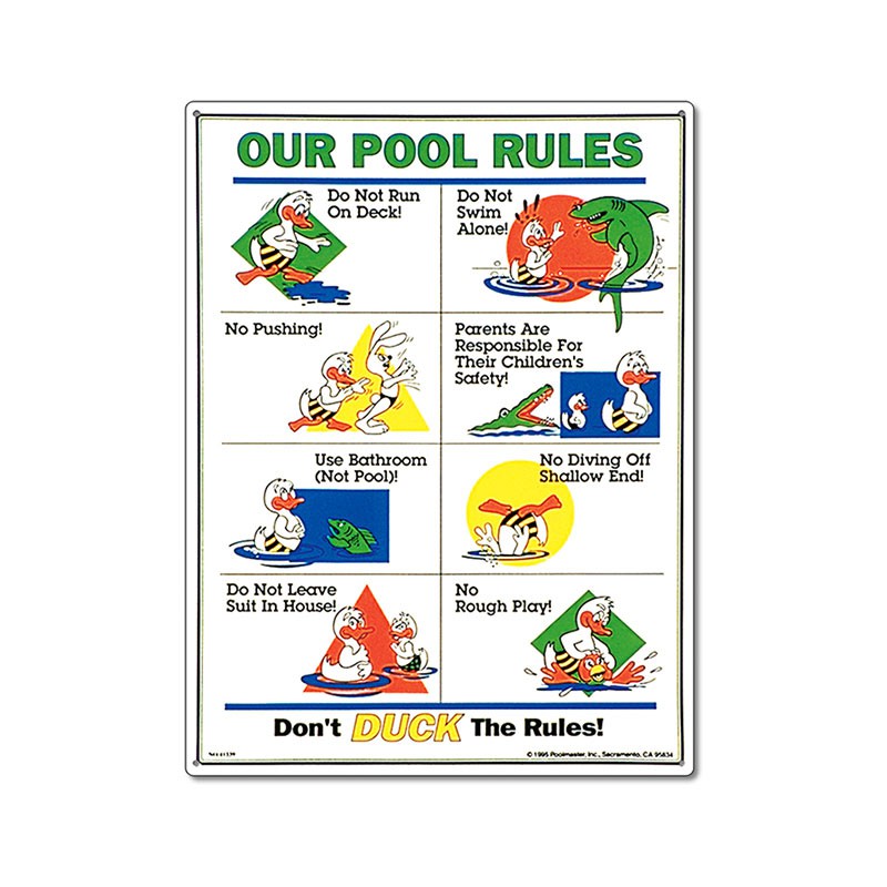Sign: Duck's Our Pool Rules